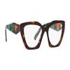 Prada Simple and Fashionable Plate Irregular Shape Optical Frame Women's Tortoise Shell Color