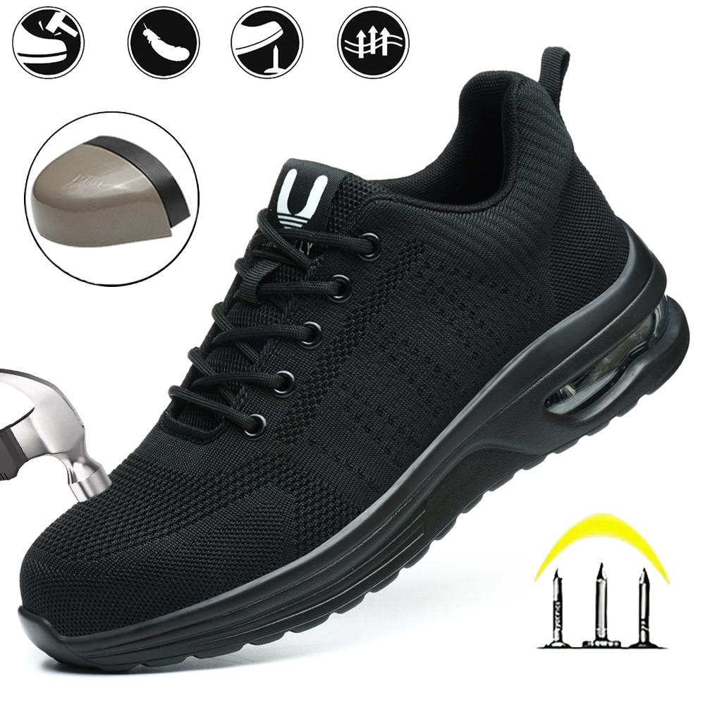 Men's Steel Toe Safety Shoes Anti-Smash Puncture-Proof Lightweight Breathable Work Boots with for Outdoor Construction