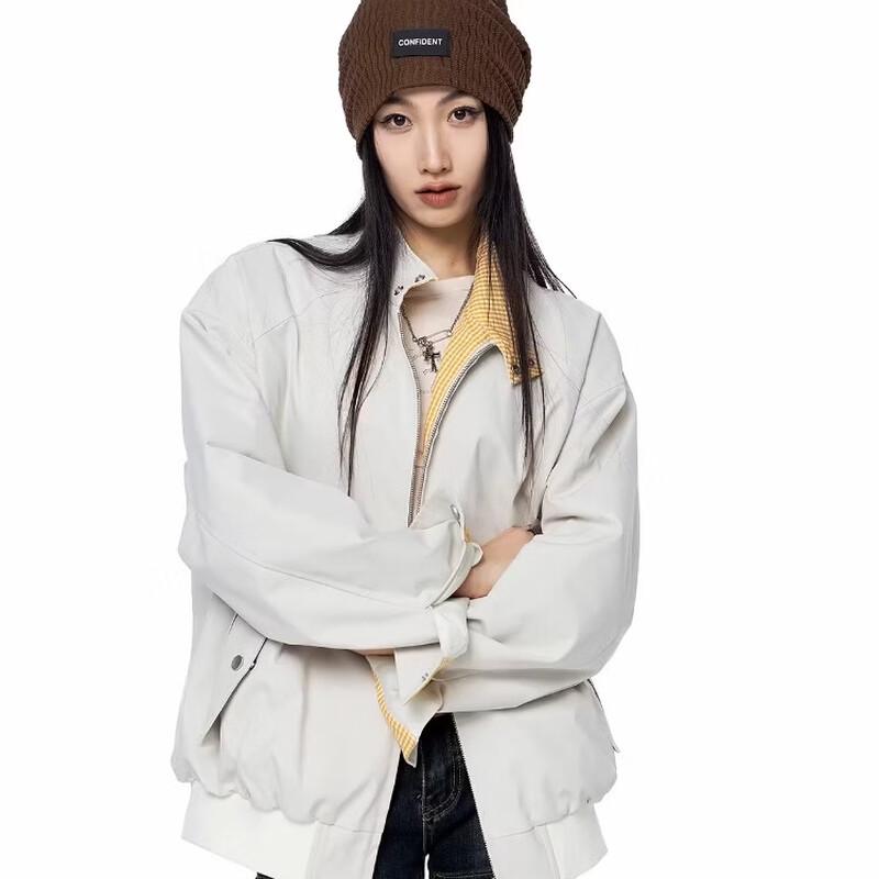 ICH MODE American Style Color-Block Plaid Jacket for Women XL