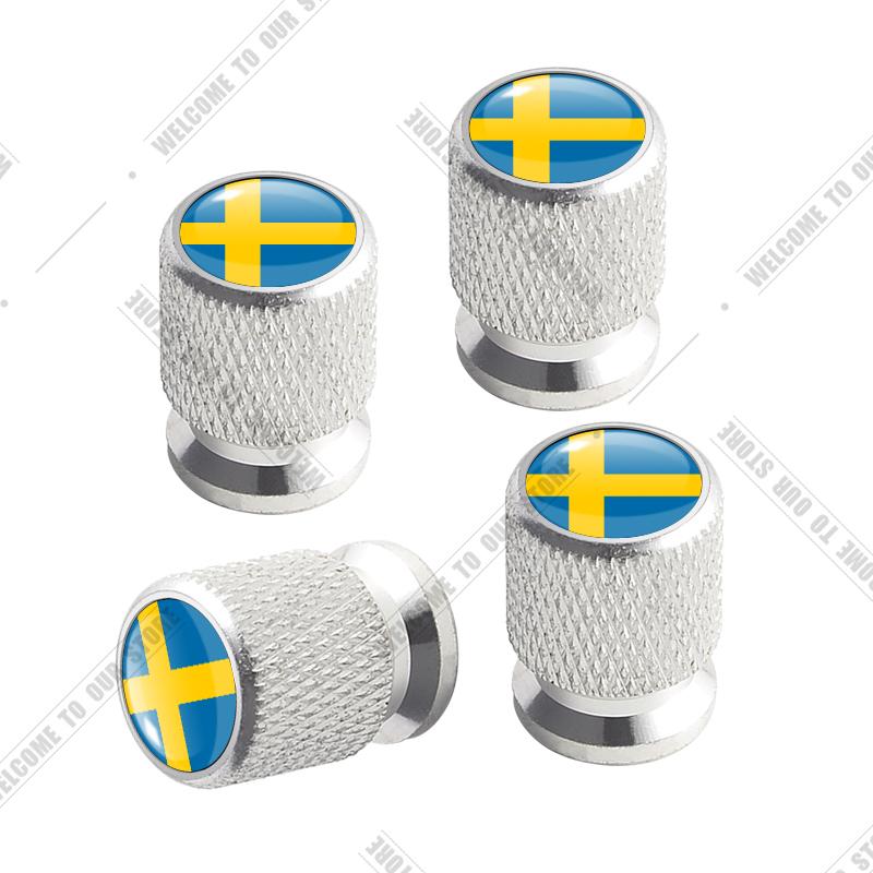 Auto CNC Aluminium R Design Schweden Flagge Emblem Für Volvo XC40 V90 S60 S80 S90 XC60 XC90 4 Stück Reifenventil Luftanschluss Ventilschaft Abdeckkappen