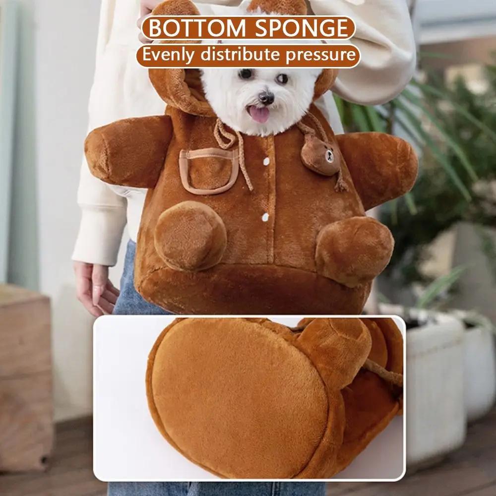 Adjustable Autumn Winter Dog Bag Warm Cute Cat Bag Little Bear Windproof Shoulder Bag for Outgoing Travel cat transport