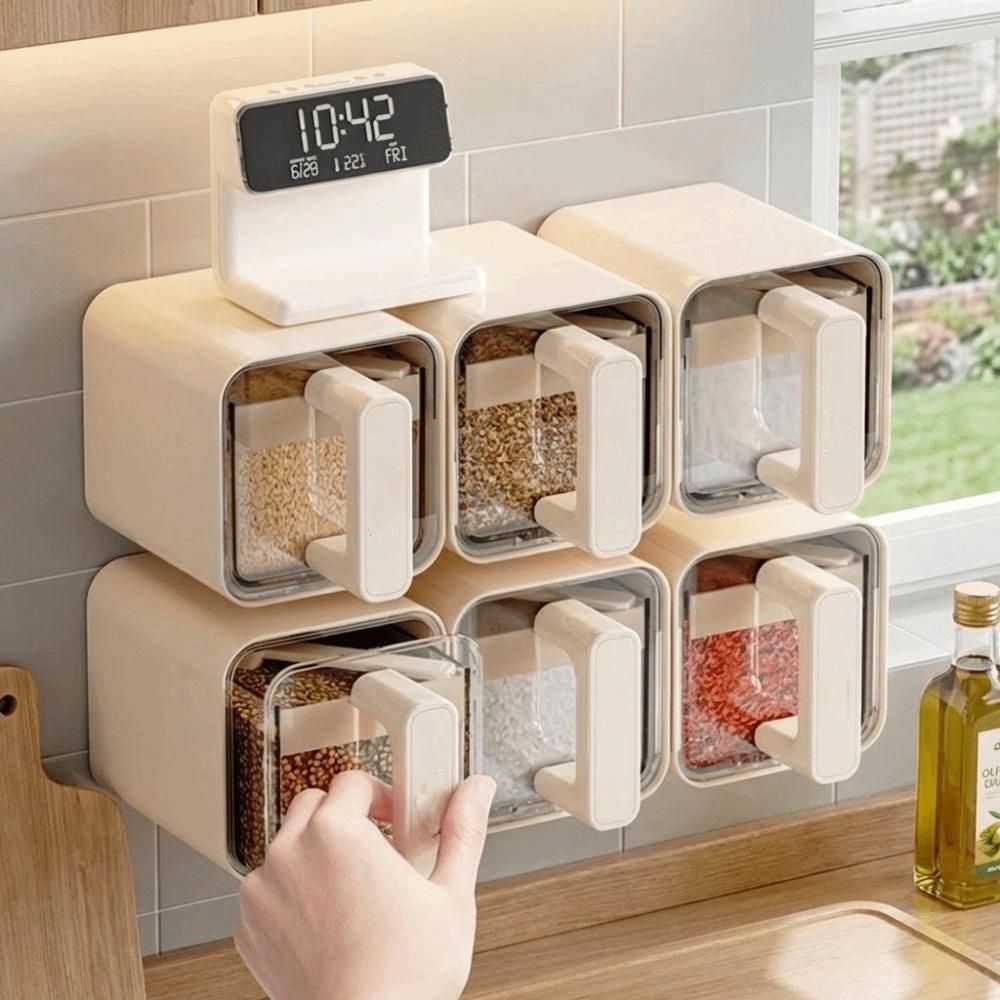 No Punch Spice Storage Rack Wall-Mounted Kitchen Seasoning Jar Easy Installation Salt Jars  Cooking
