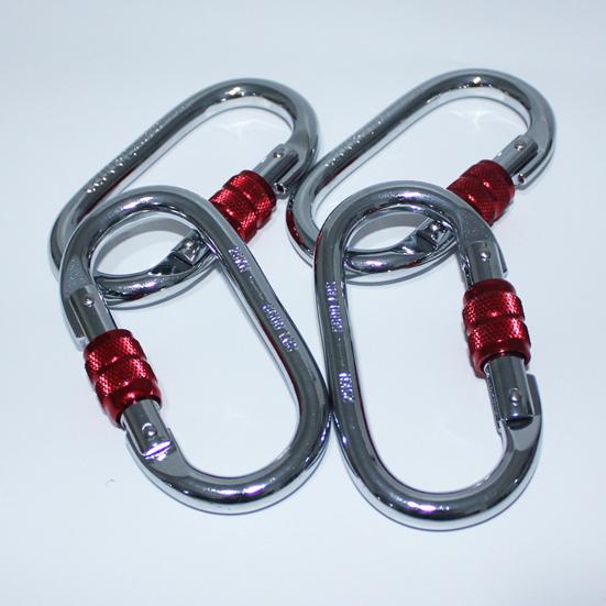 2Pcs Alloy Steel Carabiner Clip Heavy Duty Outdoor Climbing Safety Main Buckle 25KN Elliptical Mountaineering Buckle for Camping Hiking