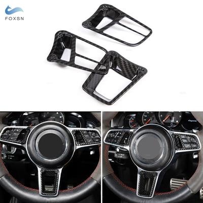 Car Interior Steering Wheel Cover Carbon Fiber For Porsche Panamera Macan 2014- Cayenne 2015- 718 911 918 2012-2015