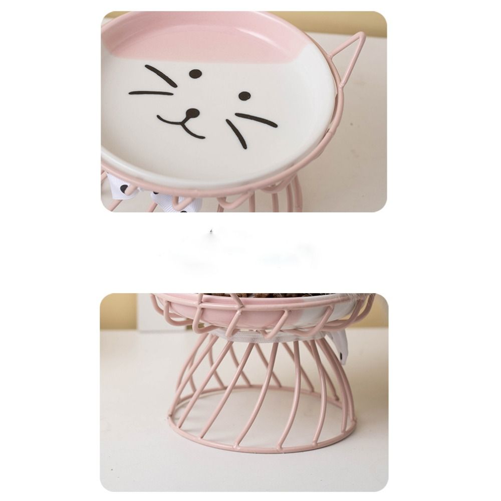 Pet Feeding Bowl With Stand Ceramic Cat Bowl Non-Slip Cartoon Dog Water Bowl Large Capacity Pet Feeder Pet Drinking