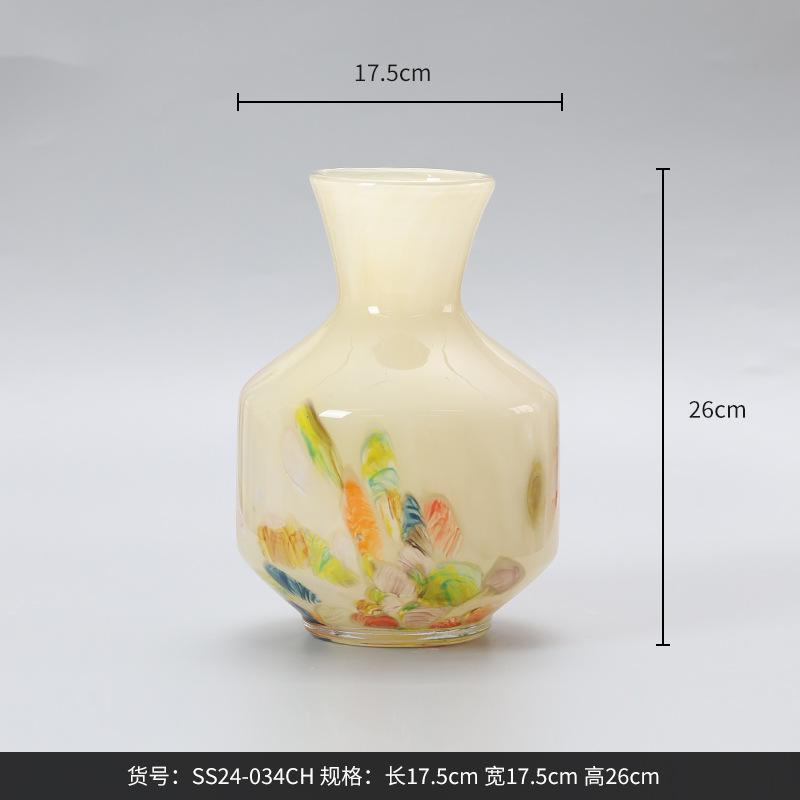 Amber Dot Design Glass Vase for Flowers Living Room Table Decor Vintage Style Colorful Luxury Home Decor