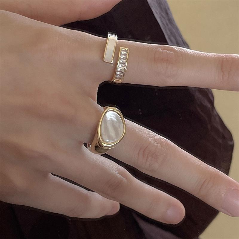Retro Romantic Matching Drop Glaze Gold Color Open Rings Women Fashion Jewelry