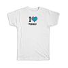Gift T-Shirt : I Love Tuvalu Flag Heart Country Crest Tuvaluan Expat