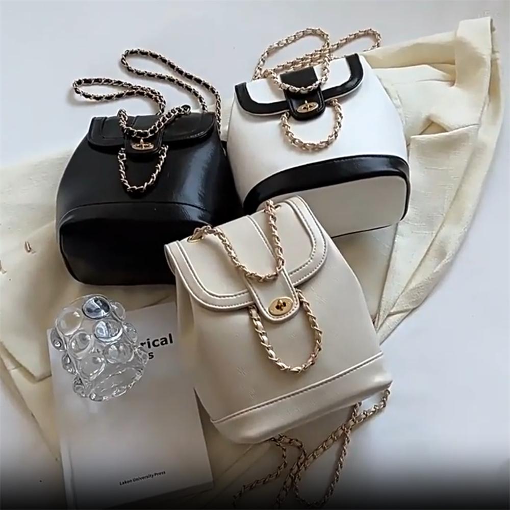 Koreaanse versie van kleine geurige windkettingrugzak Vrouwelijke studenten Buitenlandse stijl Ins Wind Kleine schooltas Minirugzak