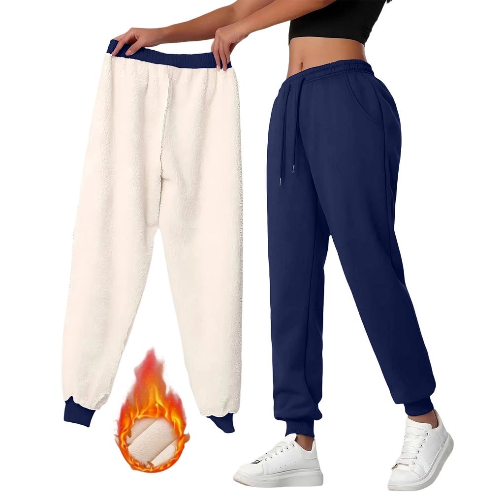Ladies' Fashionable Casual Sweatpants With Thickened Pockets And Drawstring For Warmth