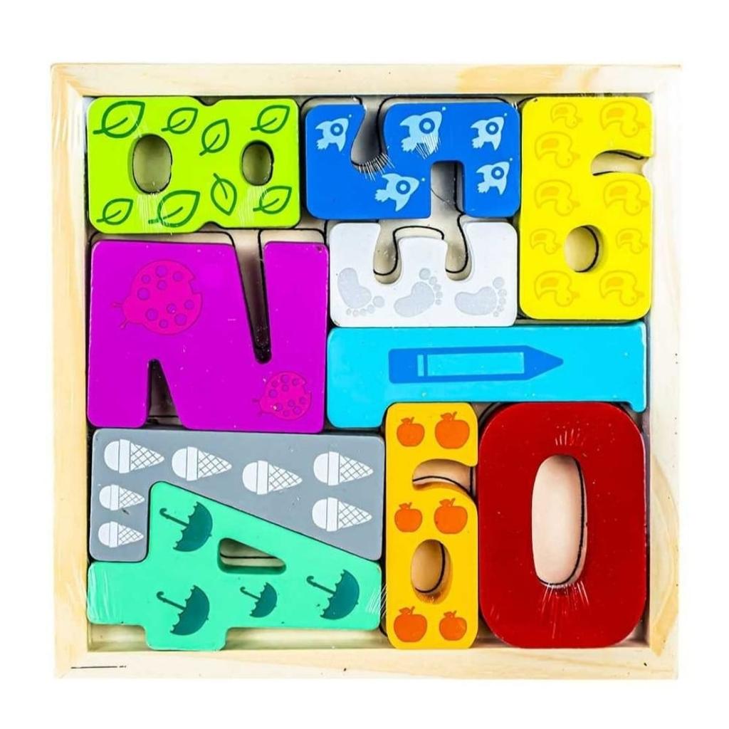 Tetris Wooden Puzzle with Colorful Numbers 0-9, Montessori Educational Toy, 10 Pieces