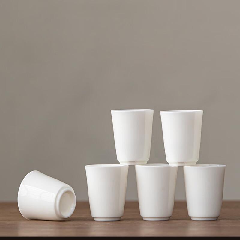 Shangqi Mingyue Plain White Hand-Painted Ceramic Tea Cups (Set of 6)