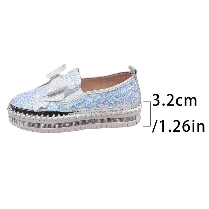 Large size muffin platform single shoes women's new flat bottom round head bow sequins one pedal lazy shoes