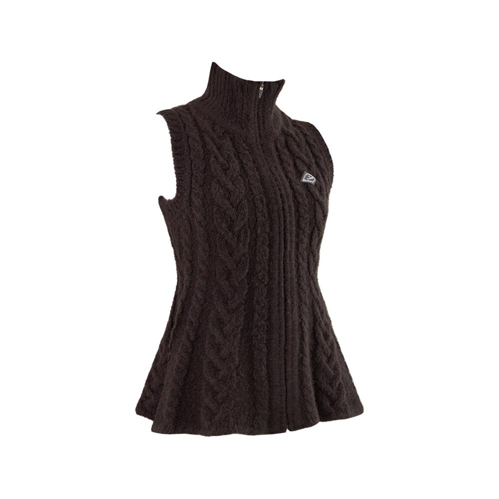 J.JANE Flower Midi Knit Zip-Up Vest (Dark Chocolate)