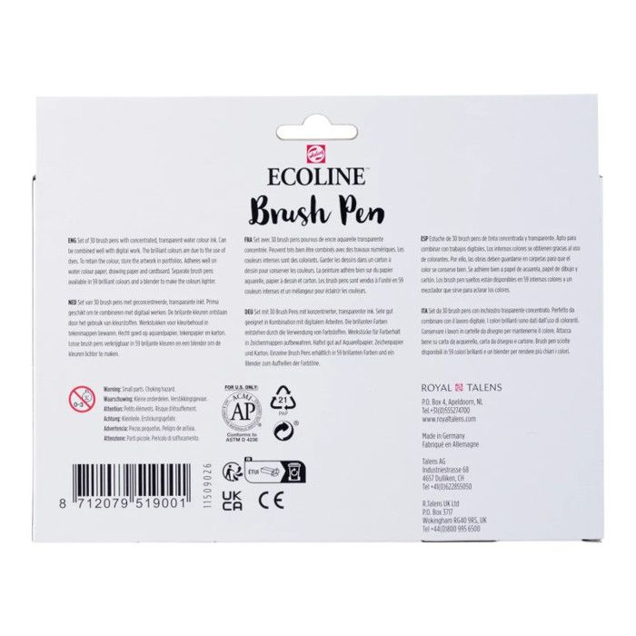 Feutres - Aquarelle - Dessin - Croquis - 30 couleurs - Ecoline