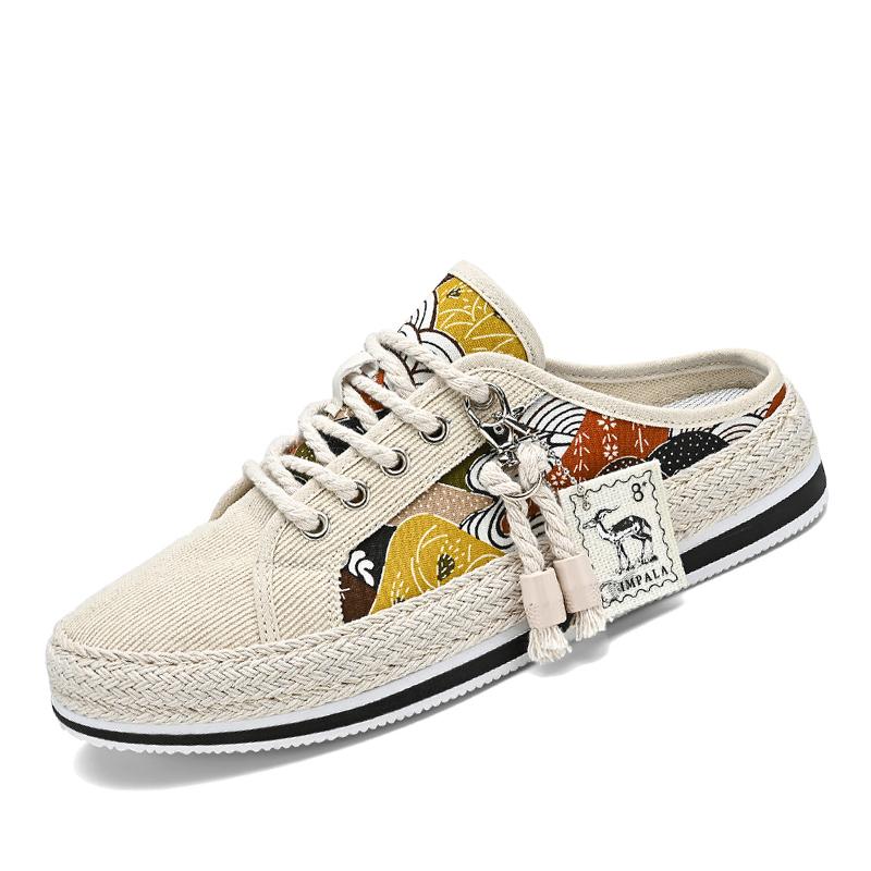 High Quality Men Half Slippers Sandals Comfortable Casual Shoes for Men Fashion Sneakers Anime Men Slides Footwear Straw Weaving