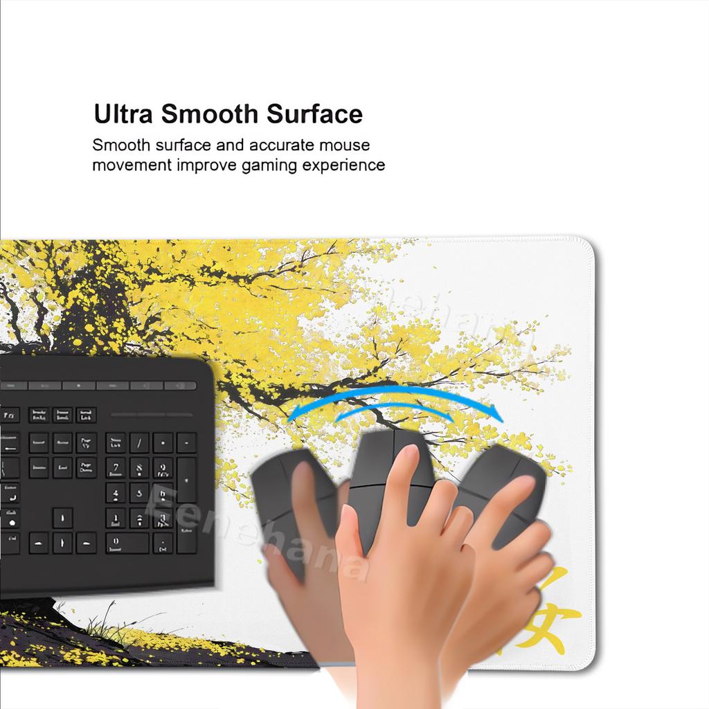 Sakura Samurai Schwarzes Mauspadd Tuschemalerei Kunst Tischmatte Gamer Gaming Laptop Teppich PC Büro Zubehör E-Sport Großes Mauspadd