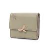 Ladies' Short Leaf Wallet, Embroidered Flower Wallet, Zipper Coin Student Multi functional Change Card Bag