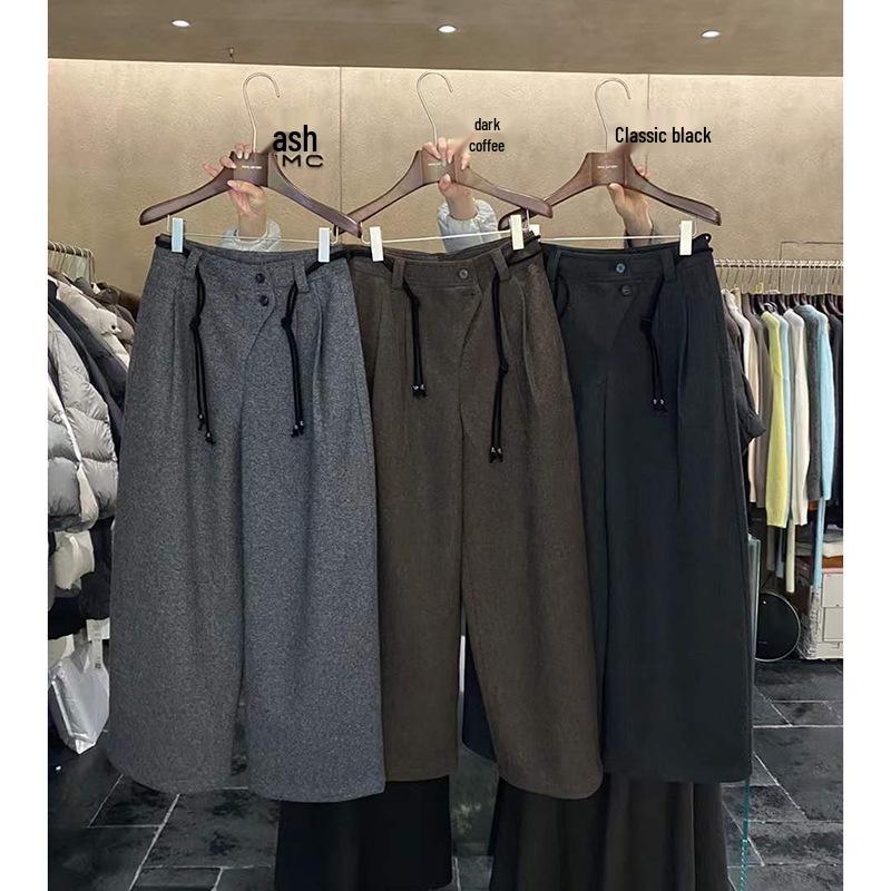 MMC DITION Women s Wool Wide-Leg Pants - Thickened High-End Feel for Autumn/Winter Large