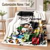 Gaston Lagaffe Custom Name Flannel Throw Blanket Soft Warm for Sofa Bed Indoor Home Use