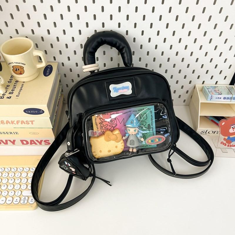 Backpack Cute Transparent Layer With Inner Zipper Pocket Pu Material For School