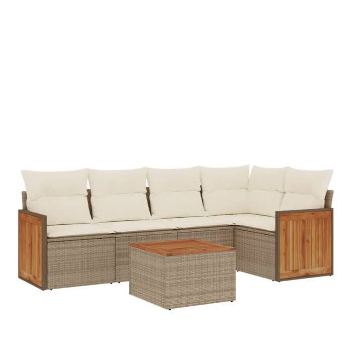 VidaXL Garden Lounge Set with Cushions 6 Pcs, Patio Sofas, Furniture Set, Outdoor Terrace Furniture, Beige 3260035