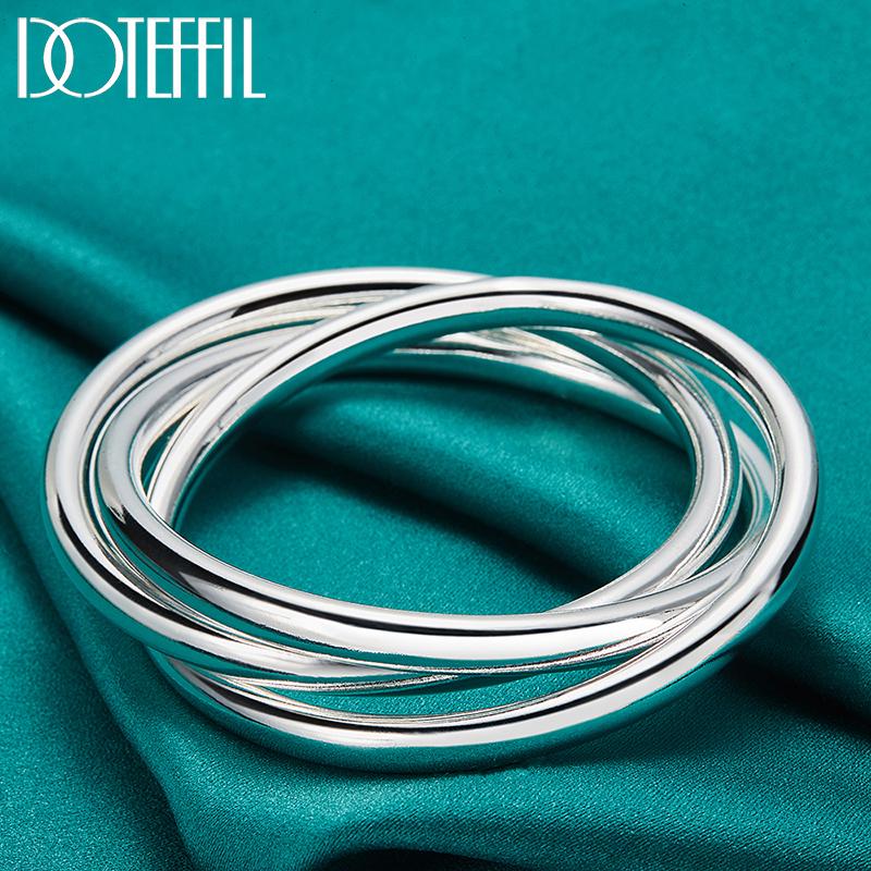 Stříbrný náramek 925 se třemi řádky, hladký, módní šperky