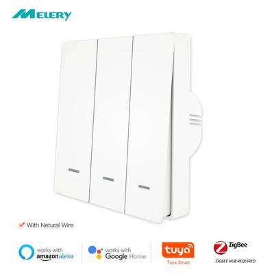 Melery ZigBee Smart Light Switch Push Button Wall Interruptor Inteligente Tuya SmartLife App 2 Way Remote By Alexa Google Home