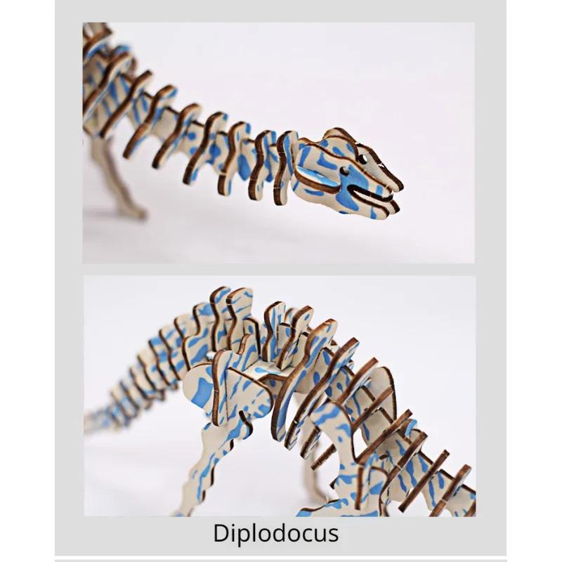 Multisize 3D Wooden Dinosaur Puzzles Children Animal DIY Model Handmade Intellectual Toy Board High Quality Christmas Gift