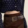 Autumn and Winter American Spice Girl Beauty Retro Rad Brown Wide Belt Skirt Suit Belt
