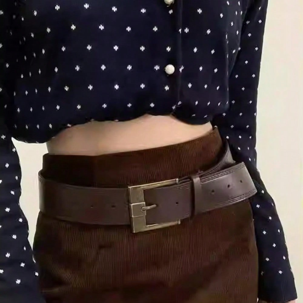 Autumn and winter American Spice Girl Beauty Retro Rad Brown Wide Belt Skirt Suit Belt