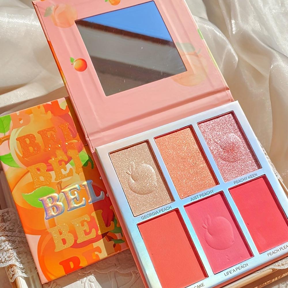 Six-color Highlighter Blush Eyeshadow All-in-one Plate Multifunctional Face Brightening Glitter Pearl Eyeshadow Student Affordable Makeup