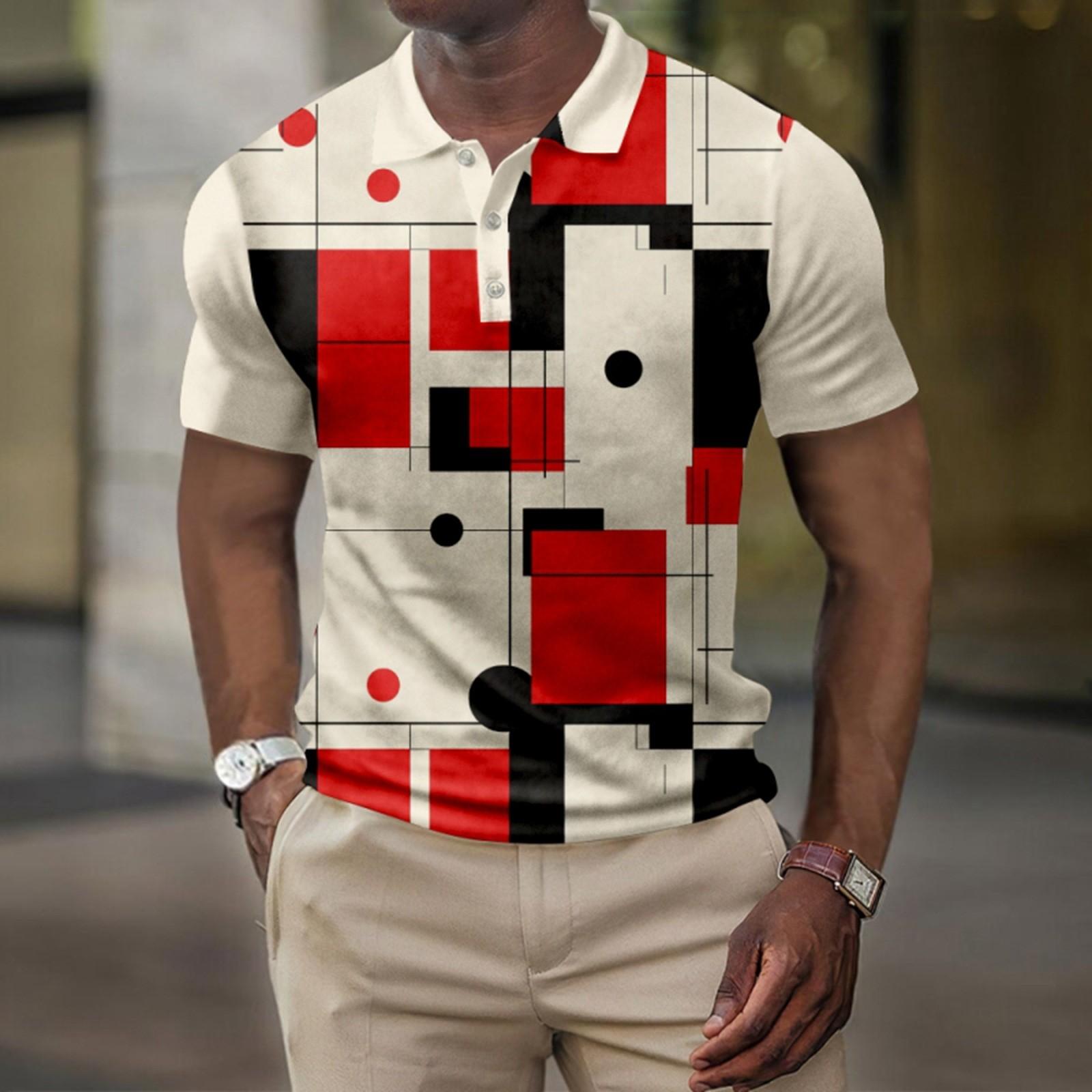 

Мужская летняя рубашка для гольфа с принтом Botton, короткий рукав, мужская повседневная модная рубашка XXXL красный