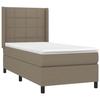 Slatted Bed Base with Mattress - Taupe 100x200 Cm - Adjustable Headboard - Durable Fabric - 2-seater