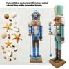 Christmas Themed 38Cm Tall Wood Carving Coastal Nutcrackers King Statue Beach Parties Home Decors Centerpieces Ornament