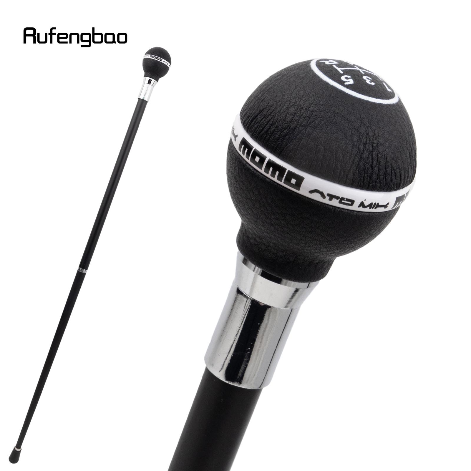 

Black Leather Ball Silver Walking Cane Fashion Decorative Walking Stick Gentleman Elegant Cosplay Cane Crosier 92cm