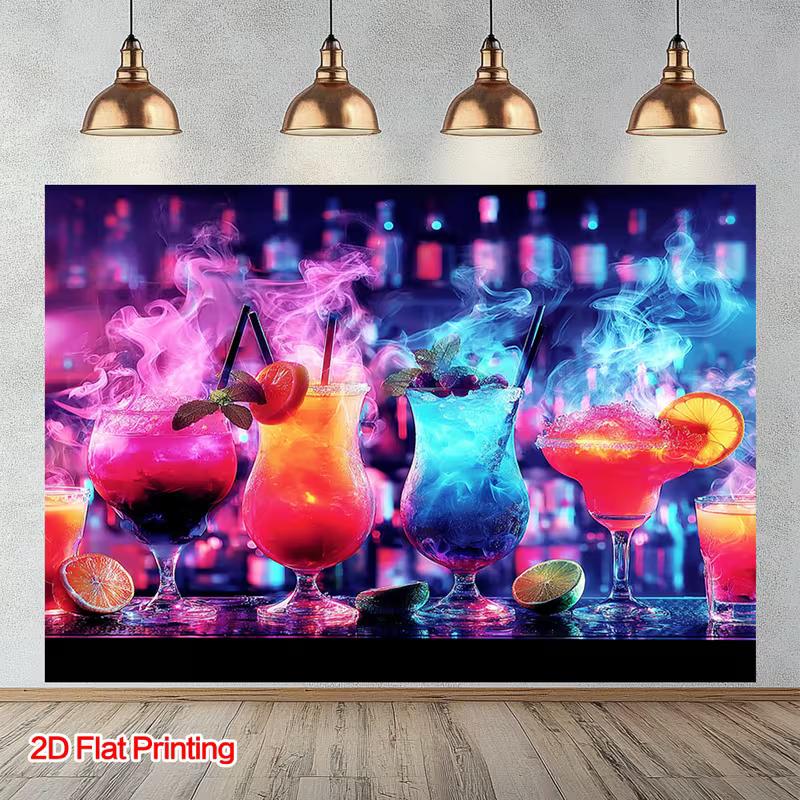 

2D Neon Cocktail Party Backdrop, Bar Night Photo Background 47.2x31.5inch/120*80cm