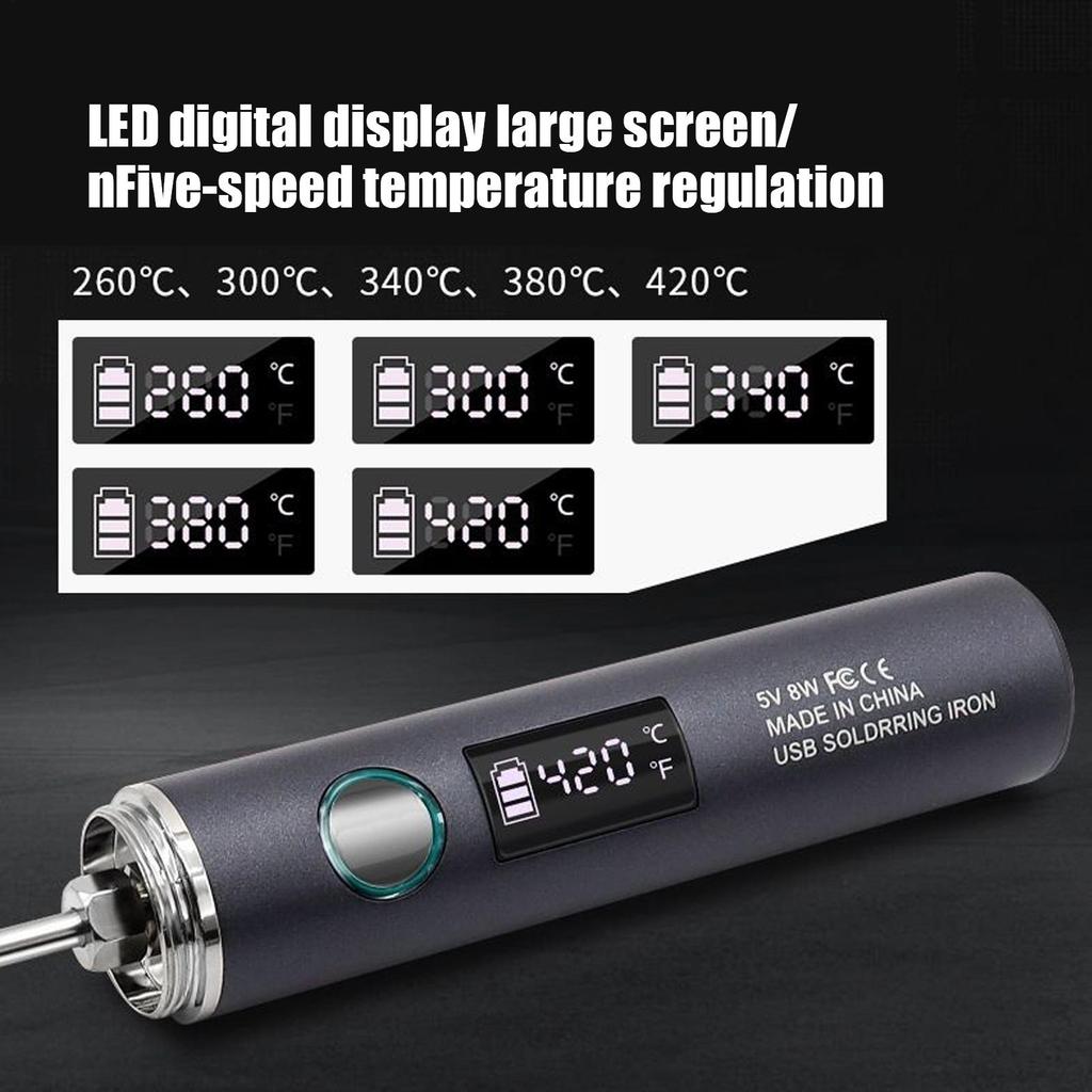 Soldering Iron Kit 5 Settings Adjustment Digital Soldering Kit Digital Display Portable Welding Tools With Light For Component