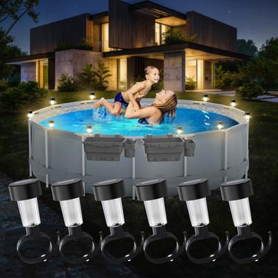 6 Stück Solar-Poollichter, wasserdicht, für den Außenbereich, Poolrahmenlichter, Hof- und Gartendekoration, Nachtlichter für oberirdische Pools mit Zaunrahmen