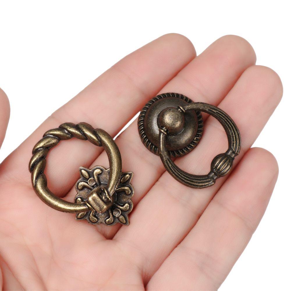 Retro Bronze Handles Ring Pattern Wardrobe Cabinet Drawer Closet Single Hole Pulls Multi-purpose Furniture Auxiliary Knobs