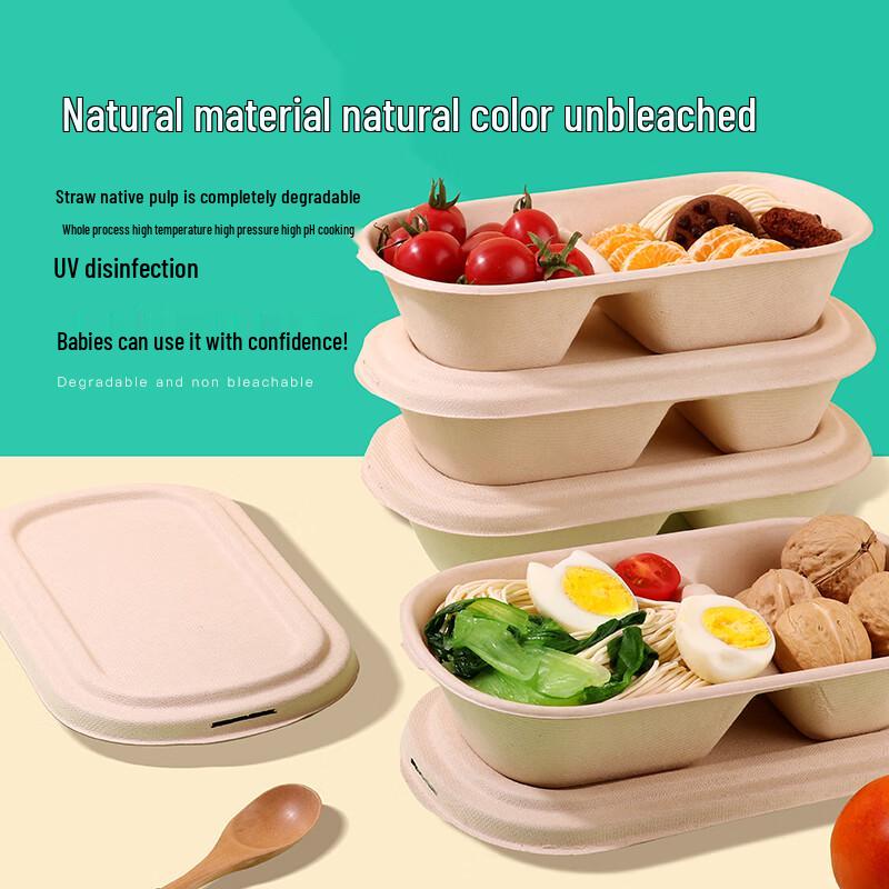 Deli Biodegradable 2-Compartment Disposable Meal Box