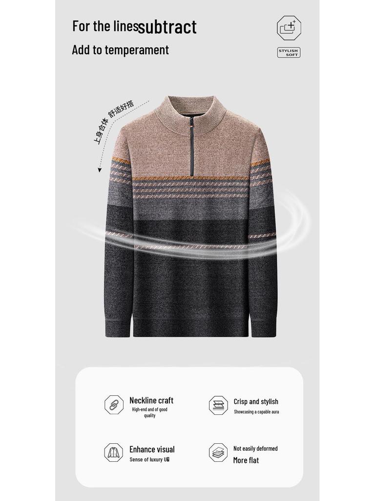 2025 Men's Half-Zip Velvet Knit Sweater: Versatile, Thick, and Stylish for Autumn/Winter