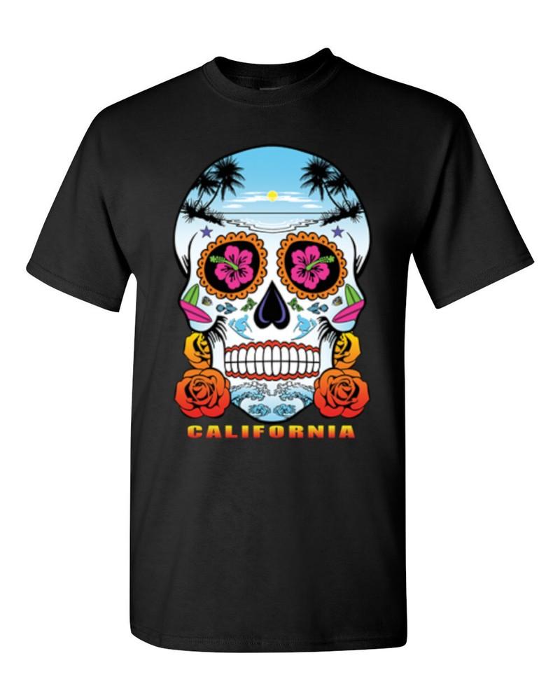 California Mexican Skull Short Sleeve T Shirt Dry Blend Multiple Sizes Unisex T-Shirt