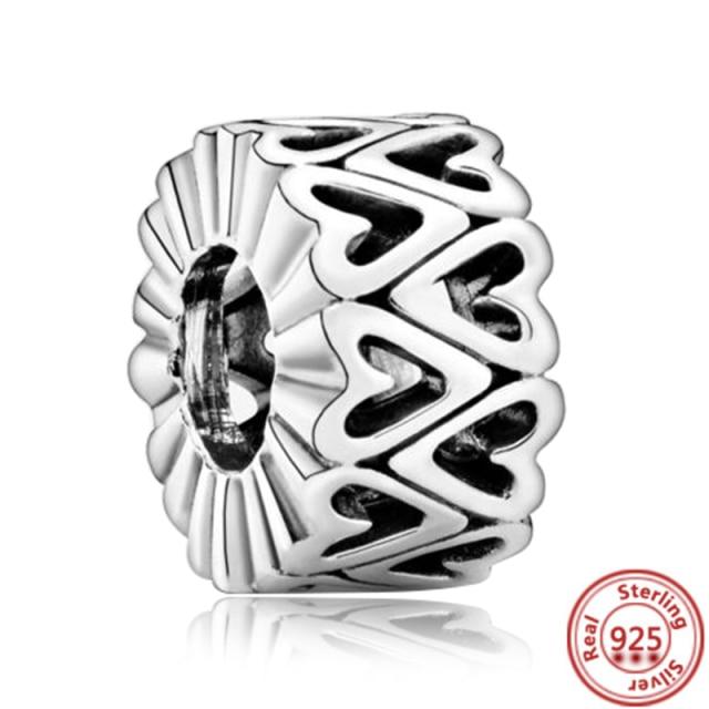 925 Sterling Silver Heart Circular Animal Beads Original  Charm Bracelet For Women DIY Fashion Silver 925 Jewelry Making