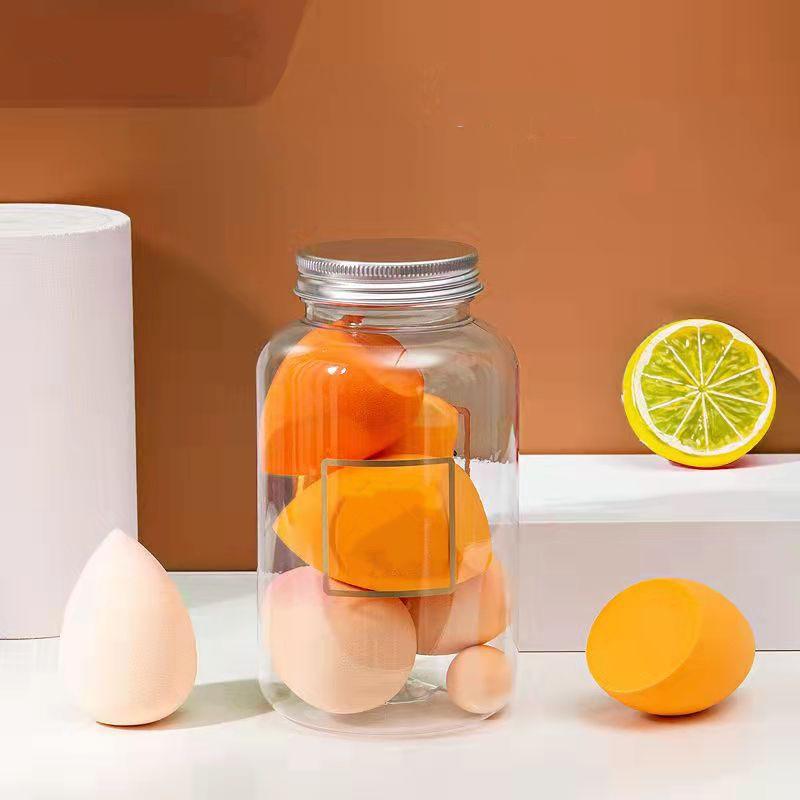 

Bestselling 6 Pcs Makeup Sponges Set - Wet & Dry Dual-Use Powder Puffs, Beauty Blenders in Clear Bottle, Concealer, Blush & Flawless Makeup