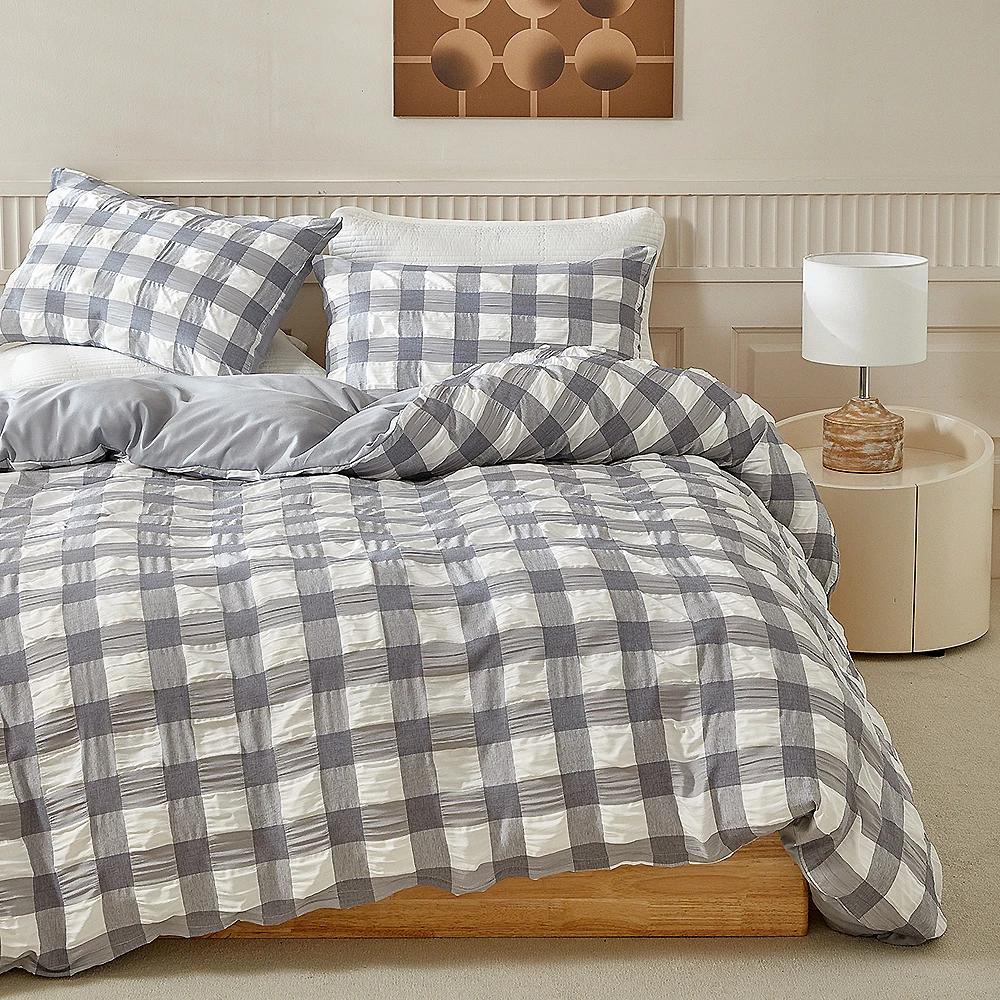 

Duvet Cover Bedding Set Twin Full Queen King Size 135x200 Nordic Quilt Cover 240x220 Double Single Grid Puff Bed Linen 200x200 EU Single 135x200 cm