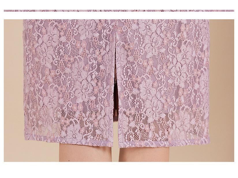 Purple 2025 Spring Mother-of-the-Bride Formal Three-Quarter Sleeve Dress Plus Size