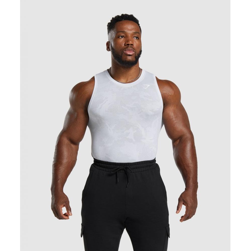 

GYMSHARK Geo Бесшовная майка Белый Светло-Серый A6A3K WBDZ S