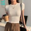 NOMe Women's Ribbed Slim-Fit Cropped Short Sleeve T-Shirt