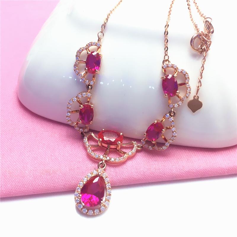 Фиолетовый Золотой Инкрустированный Редстоуном Кулон-Капля Воды Позолоченный Розовым Золотом Темпераментный Роскошный Цвет Золотой Кулон